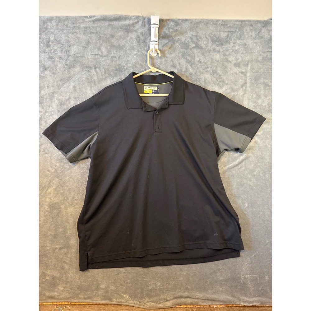 Magellan Outdoors Mens 2XL Black Gray MagWick Loose Fit Performance Polo Shirt